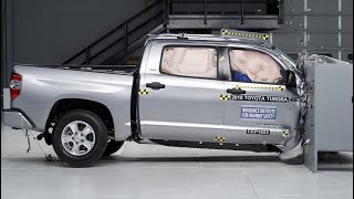 2019 Toyota Tundra crew cab passengerside small overlap crash test extended footage [upl. by Nij]