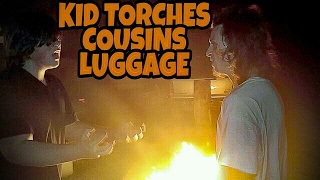 KID TORCHES COUSINS LUGGAGE OVER VACATION DISPUTE [upl. by Imailiv]