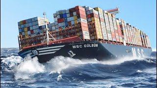 Top 10 Large Container Ships at Giant Waves In Terrible Storm [upl. by Pauiie]