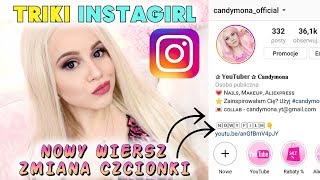 TRIKI InstaGirl ⭐ Zmiana Czcionki  Nowy Wiersz  jak go zrobić  Candymona [upl. by Junna804]