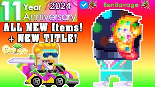 Growtopia Anniversary 2024  ALL NEW ITEMS  NEW TITLE Golden Crab Claw 11 Year Anniversary [upl. by Ahsael849]