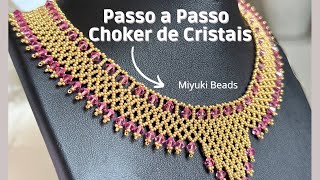 Choker de Cristais com Miyuki Beads Video 4K [upl. by Aliehs]