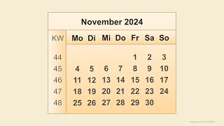 Kalender November 2024 [upl. by Mast]