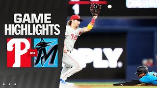 Phillies vs Marlins Game Highlights 9824  MLB Highlights [upl. by Vito611]