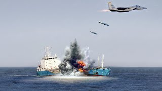 Skilled US Fighter Jet Pilot Drops Scary Bombs amp Sinks Massive Ship at Sea During Training [upl. by Eerual]