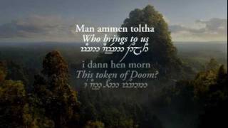 Lothlórien with Quenya and Sindarin lyrics in Tengwar  Lord of the Rings Fellowship Of The Ring [upl. by Aelber]