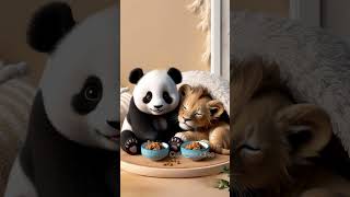 🐼 Panada Visiting lion house 🏡 ai cute funny friendship panada baby lion [upl. by Uuge]