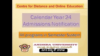 Andhra University  Distance Education  ODL amp OL programs  Admissions notification [upl. by Aspia477]