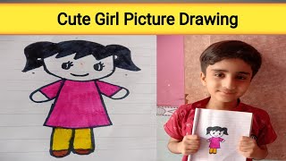 Cute Girl Picture Drawing  How to Draw a cute Girl Picture easy step by step  Cute Girl Drawing [upl. by Weintrob]