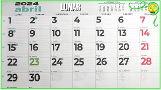 Calendario almanaque lunar AbrÃ­l 2024 4K [upl. by Eenahpets]