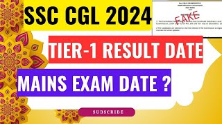 SSC CGL 2024  TIER1 RESULT DATE MAINS EXAM DATE ssc ssccgl MAINSEXAMDATE TIER1RESULT [upl. by Art285]