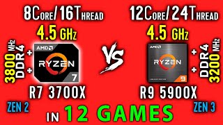 Ryzen 7 3700x vs Ryzen 9 5900x Test in 12 Games or R9 5900x vs R7 3700x OC [upl. by Ahseina675]