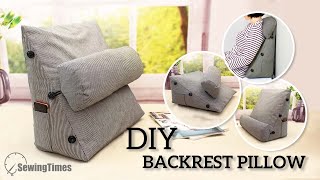 DIY Triangle Backrest Pillow  How to make a Reading Bedrest With Neck Roll Pillow sewingtimes [upl. by Binnings]