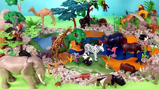 Fun Safari Diorama Waterfall Scenery Set with Playmobil Animal Figurines [upl. by Holle]