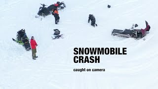 Snowmobile crash caught on camera Epic snowmobile fail [upl. by Euqinahc]