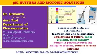 pH buffers and isotonic solutions By Dr Srikanth [upl. by Allveta]