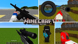 ARMAS ADDON PARA MINECRAFT PE 118 BEDROCK  ADDON REALISTA DE ARM4S MINECRAFT PE [upl. by Nydroj944]