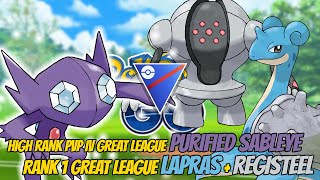 High Ranking Great League IV Purified Sableye XL  Rank 1 Great League Lapras amp Registeel shorts [upl. by Adiraf]