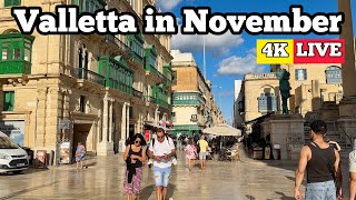 Walk in Valletta in the middle of November  Malta 2024 [upl. by Oznola]