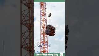 Best working day 1759 A tower crane lifts a bundle of metal pipes [upl. by Bovill48]