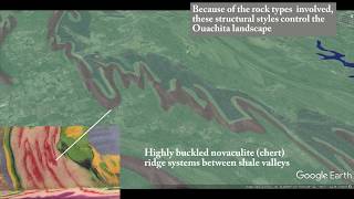 Foldthrust belt topography The Ouachita Mountains whetstone capital of the world [upl. by Yadahs]