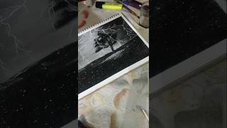 Night drawing with charcoal art draw [upl. by Airetas491]