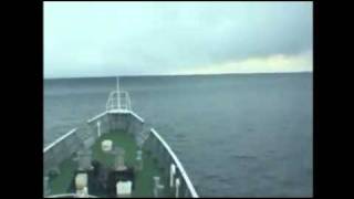 Tsunami Climbing Incredible video of ship heading into wave in Japan [upl. by Ahsinauj257]