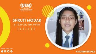 StudentSpeaks  Shruti Modak  UEM Jaipur [upl. by Lucy]