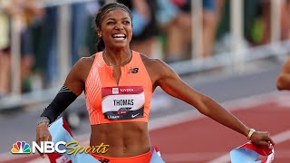 Gabby Thomas speeds past ShaCarri Richardson in worldleading 200m win at Nationals  NBC Sports [upl. by Lydnek]