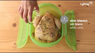 Lékué TV  How to microwave a chicken in the Deep Steam Case [upl. by Ellon]