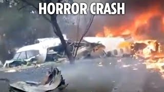 Chilling footage shows plane falling to ground and exploding in horror crash that left 62 dead [upl. by Lecirg]