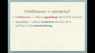 Grundläggande grammatik ordklasser och satsdelar – skillnaden [upl. by Tegdirb802]