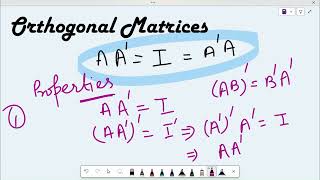 Matrices Linear Algebra  Orthogonal Matrices Properties of Orthogonal matrix  Part7 [upl. by Readus]