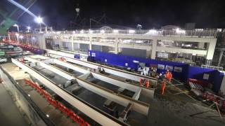 Crossrail time lapse Custom House bridge installation [upl. by Meunier]