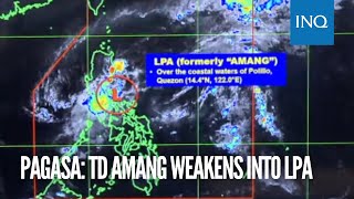 Pagasa TD Amang weakens into LPA [upl. by Etnauj]