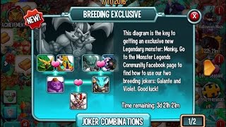 Monster Legends  Joker breeding event  Monky breeding [upl. by Traweek388]