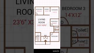 3 BHK floor plan📝 [upl. by Corry368]