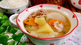 Is Tonjiru Better than Chinese ABC Soup 豚汁  日式ABC汤 Japanese Potato Carrot Pork Miso Soup Recipe [upl. by Enomar]