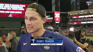 Corey Seager talks World Series Win [upl. by Adnoyek642]