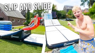 WIJ MAKEN ONZE EIGEN AIRTRACK SLIP AND SLIDE [upl. by Rudolf498]