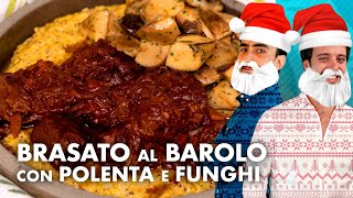 Brasato al Barolo Ricetta deliziosa con polenta e funghi [upl. by Sanger]