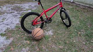 Basketball Deflated Through Valve Crushed Under a Flat BMX Bike Tire [upl. by Nomead]