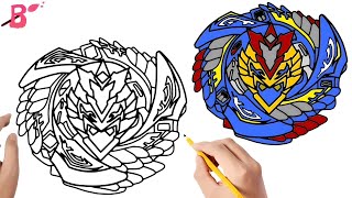 Beyblade Drawing  How to Draw Beyblade  CHOZ VALKYRIE  step by step [upl. by Gnoy]