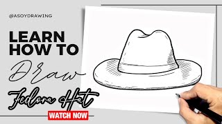 How to Draw Fedora Hat  Easy Drawing [upl. by Prisilla299]