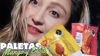 ASMR comiendo paletas de mango y Elote Vero dulce mexicano 🇲🇽 [upl. by Cherish]