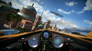 Acrobatic flight N1 Naboo Starfighter Theed no HUD first person  Star Wars Battlefront II [upl. by Annohsak]