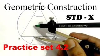 Geometric construction I Practice set 42 Std 10th I Construction of tangent without using centre [upl. by Toiboid954]