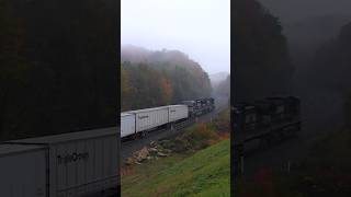 Norfolk Southern Roadrailers In Autumn Fog In Cassandra PA shorts [upl. by Artaed675]