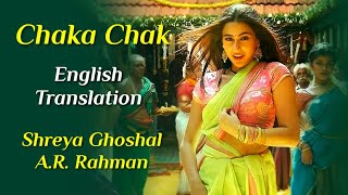 Chaka Chak LYRICS  ENGLISH TRANSLATION – Shreya Ghoshal  Atrangi Re  AR Rahman Irshad Kamil [upl. by Els]