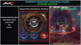 MIR4  FARMING MATERIAL GUIDE CHAOS DEMON LORD SUMMON BADGE FAVORITE SUMMON BADGE NG LAHAT  F2P [upl. by Neville278]